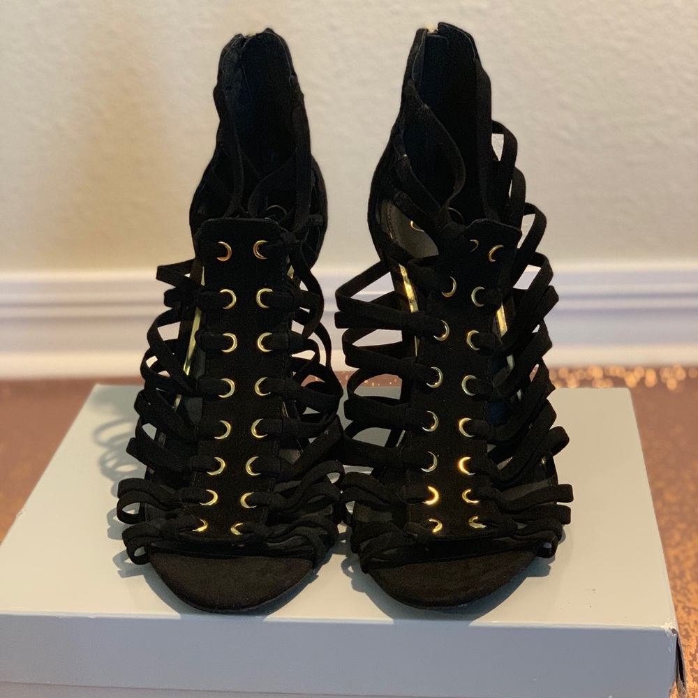 Jessica Simpson Black Wrap Heels